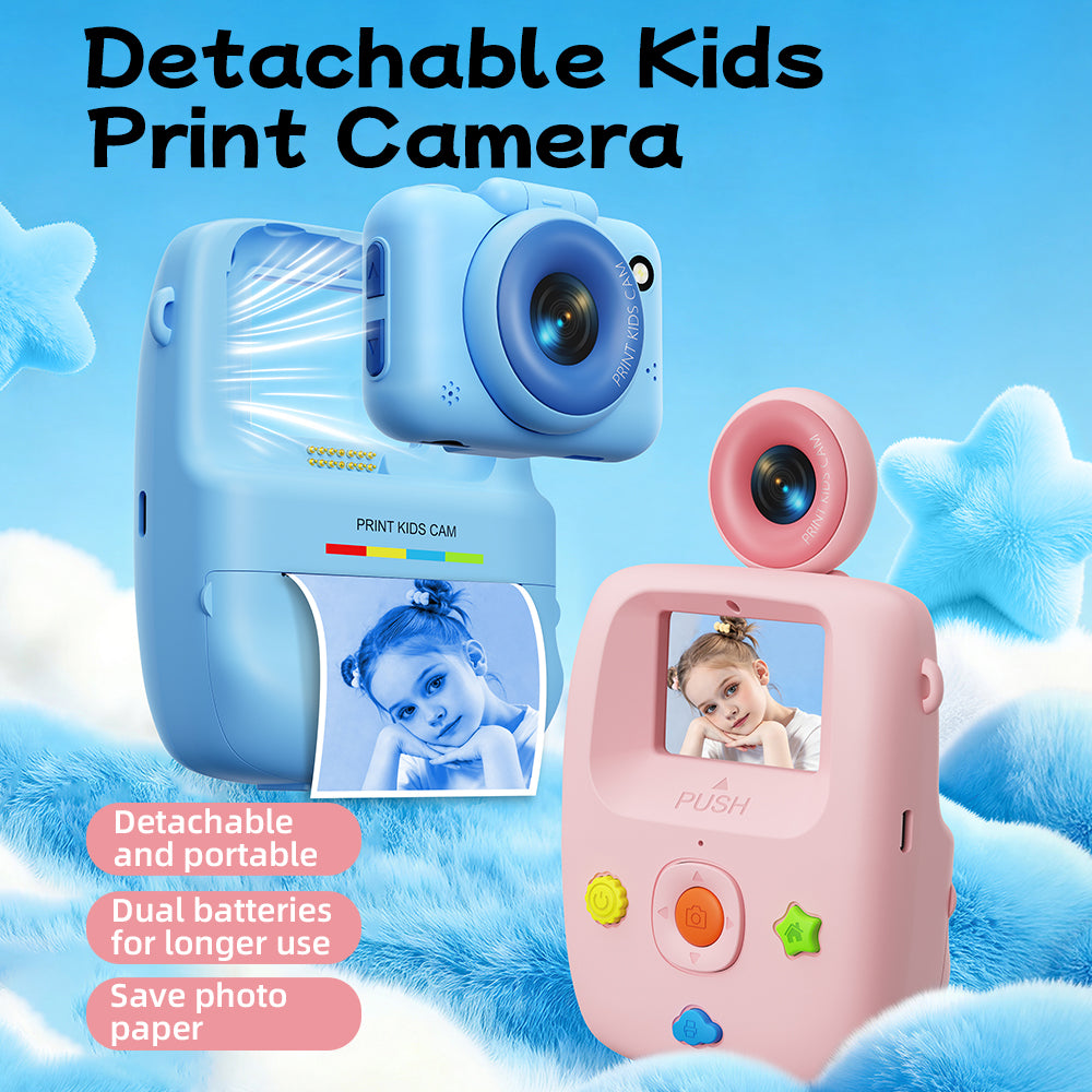 Detachable and portable Kids Print Mini Digital Camera - 10X Zoom, 1.8" LCD, Built-in Chargeable Li-ion Battery, SD Slot, Portable Retro Vlog Camera with SD Card & Charging Cable, Ideal for Travel, Kids Gifts