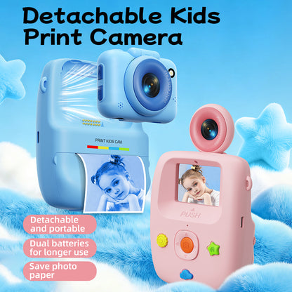Detachable and portable Kids Print Mini Digital Camera - 10X Zoom, 1.8" LCD, Built-in Chargeable Li-ion Battery, SD Slot, Portable Retro Vlog Camera with SD Card & Charging Cable, Ideal for Travel, Kids Gifts