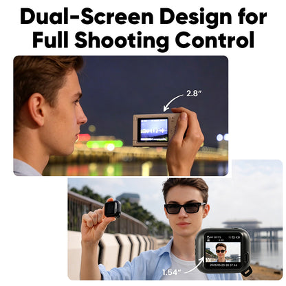 Your Digital Handheld Vintage Compact Digicam on the Go Wearable Thumb Pocket Action Camera - Digital Handheld Vintage Compact Digicam, 75MP 18X Zoom 180°Flip Screen, Magnetic POV Body Cam with Waterproof Case, Batteries, Charging Clip