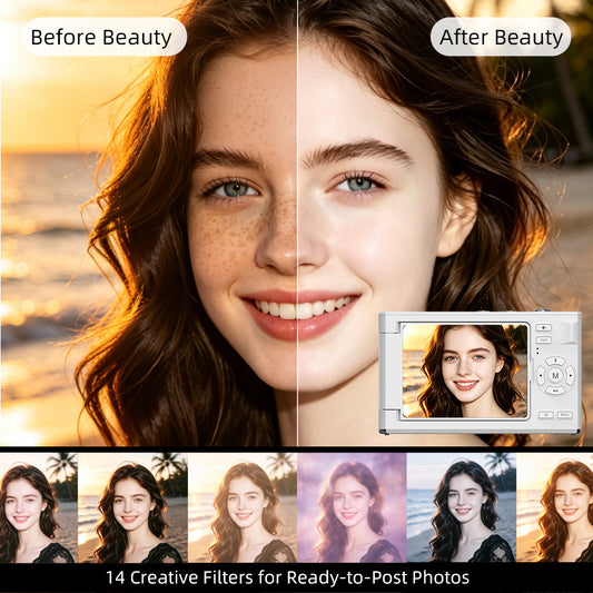 Your Digital Handheld Vintage Compact Digicam on the Go Wearable Thumb Pocket Action Camera - Digital Handheld Vintage Compact Digicam, 75MP 18X Zoom 180°Flip Screen, Magnetic POV Body Cam with Waterproof Case, Batteries, Charging Clip