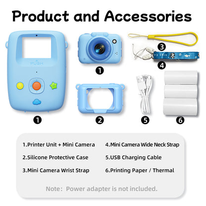 Detachable and portable Kids Print Mini Digital Camera - 10X Zoom, 1.8" LCD, Built-in Chargeable Li-ion Battery, SD Slot, Portable Retro Vlog Camera with SD Card & Charging Cable, Ideal for Travel, Kids Gifts