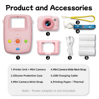 Detachable and portable Kids Print Mini Digital Camera - 10X Zoom, 1.8" LCD, Built-in Chargeable Li-ion Battery, SD Slot, Portable Retro Vlog Camera with SD Card & Charging Cable, Ideal for Travel, Kids Gifts