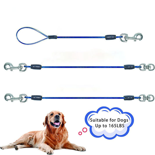 Adjustable Padded Dog Vest Harness with Swivel Hooks, Tie-Out Lead & Cable - Prevents Tangles, Enables Free Movement for Small-Large Dogs (Yard, Camping Use)