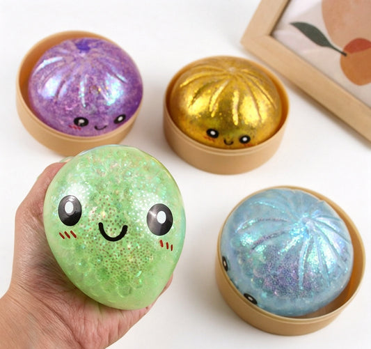 New Style with Beads Inside Dumpling  Squishies Toys - Cute Steamer BoxPackaging, Bao Bun Squishy, Fidget Toy, StressRelief Gadget, Sensory Ball, Daily Mini MentalHealth Gifts for Kids Teens