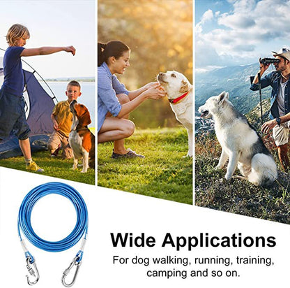 Adjustable Padded Dog Vest Harness with Swivel Hooks, Tie-Out Lead & Cable - Prevents Tangles, Enables Free Movement for Small-Large Dogs (Yard, Camping Use)