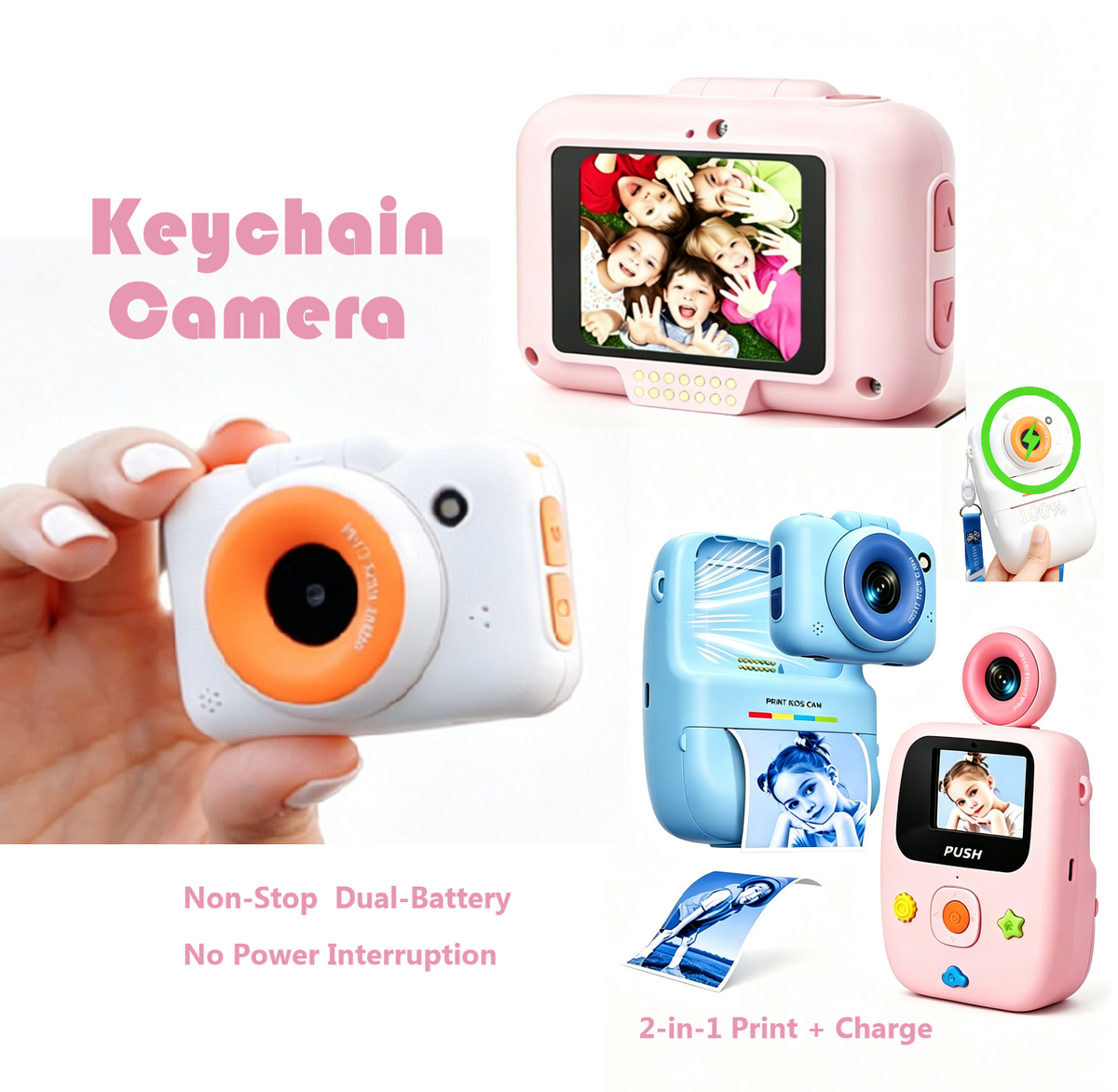 Detachable and portable Kids Print Mini Digital Camera - 10X Zoom, 1.8" LCD, Built-in Chargeable Li-ion Battery, SD Slot, Portable Retro Vlog Camera with SD Card & Charging Cable, Ideal for Travel, Kids Gifts