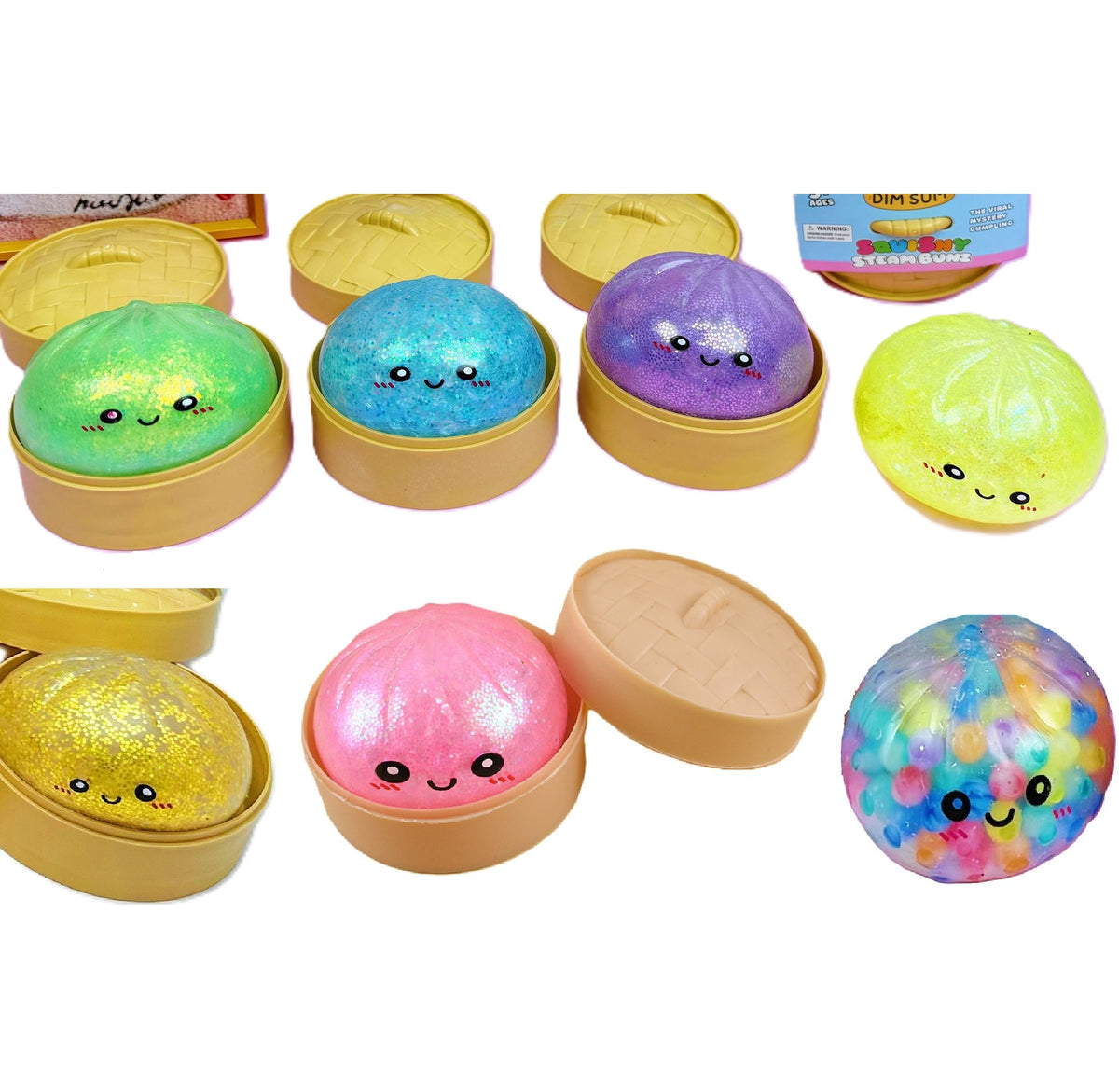 New Style with Beads Inside Dumpling  Squishies Toys - Cute Steamer BoxPackaging, Bao Bun Squishy, Fidget Toy, StressRelief Gadget, Sensory Ball, Daily Mini MentalHealth Gifts for Kids Teens